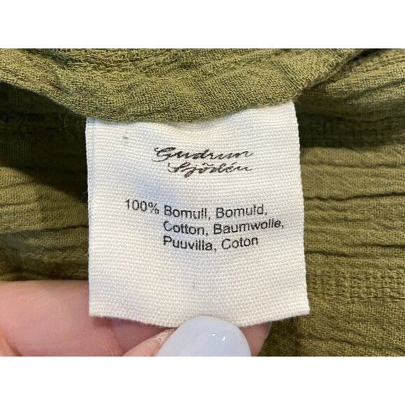 Gundrun Sjoden Tunic Blouse Crinkle Cotton Green Size XXL - Picture 4 of 4